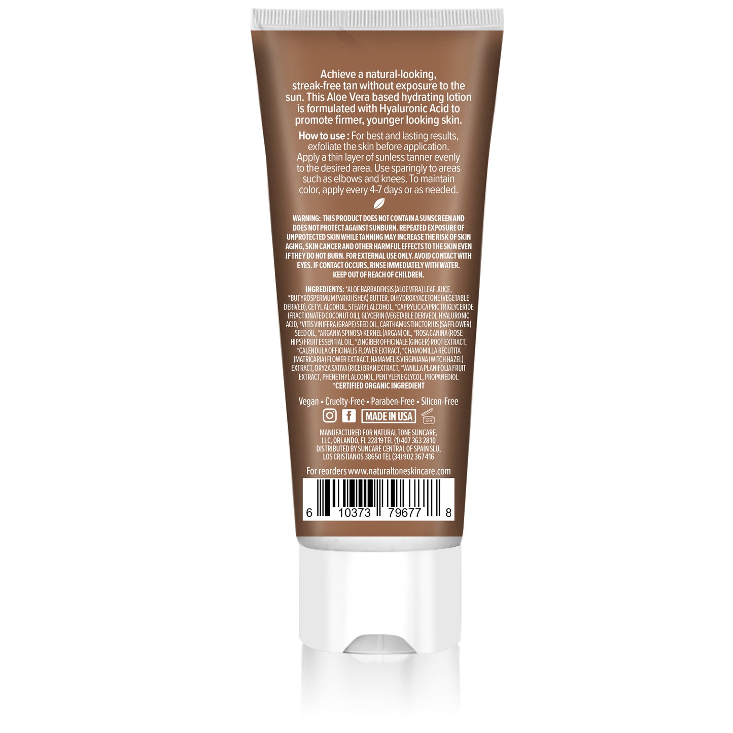 Hydrating Sunless Tanner with Hyaluronic Acid - Natural Tone Organic Skincare
